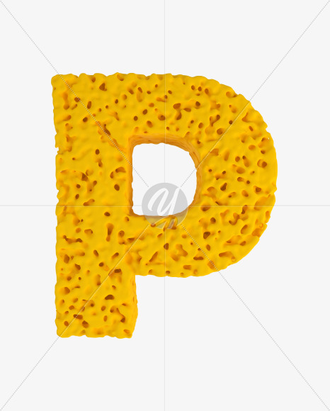 Letter P from Sponge Font on Yellow Images Creative Fonts - S41929