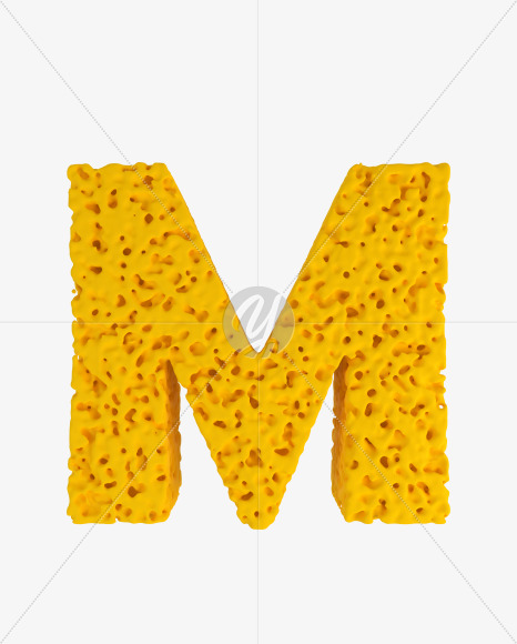 Letter M from Sponge Font on Yellow Images Creative Fonts - S41926