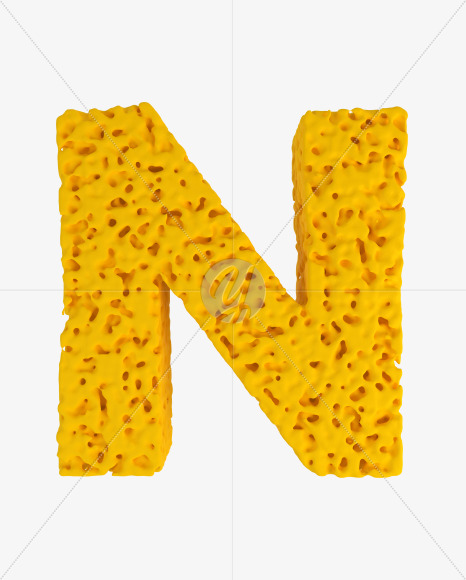 Letter N from Sponge Font on Yellow Images Creative Fonts - S41927