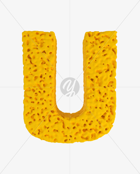 Letter U from Sponge Font on Yellow Images Creative Fonts - S41934