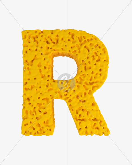 Letter R from Sponge Font on Yellow Images Creative Fonts - S41931