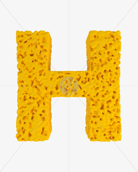 Letter H from Sponge Font on Yellow Images Creative Fonts - S41921