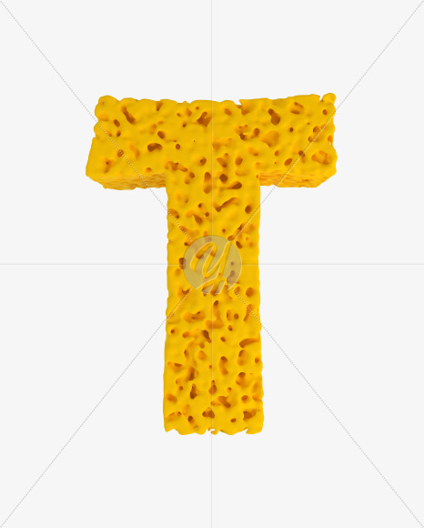 Letter T from Sponge Font on Yellow Images Creative Fonts - S41933