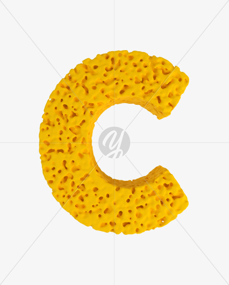 Letter C from Sponge Font on Yellow Images Creative Fonts - S41916