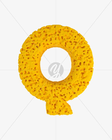 Letter Q from Sponge Font on Yellow Images Creative Fonts - S41930