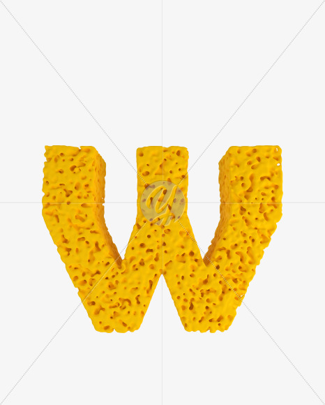 Letter W from Sponge Font on Yellow Images Creative Fonts - S41936