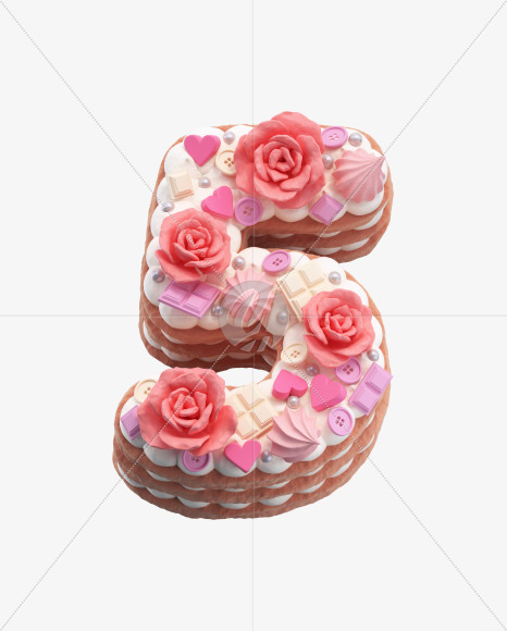 5 from Rose cake Font on Yellow Images Creative Fonts - S42087