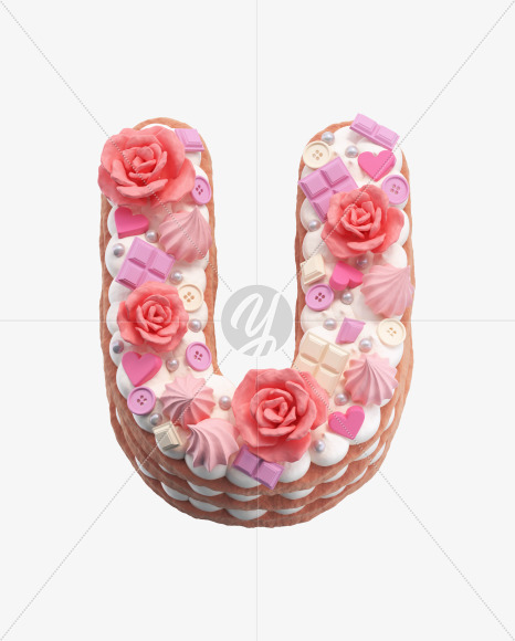 Letter U from Rose cake Font on Yellow Images Creative Fonts - S42077