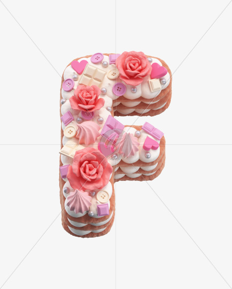 Letter F from Rose cake Font on Yellow Images Creative Fonts - S42062