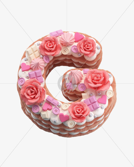 Letter G from Rose cake Font on Yellow Images Creative Fonts - S42063