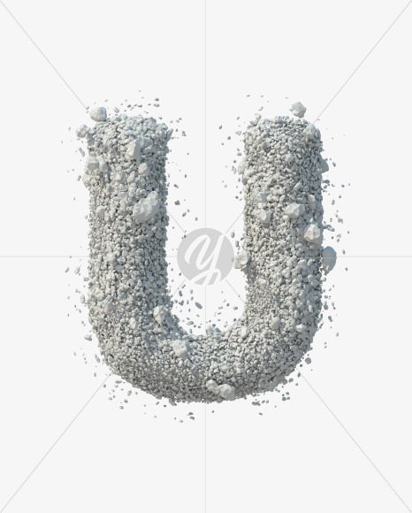 Letter U from Stone Dust Font on Yellow Images Creative Fonts - S42205