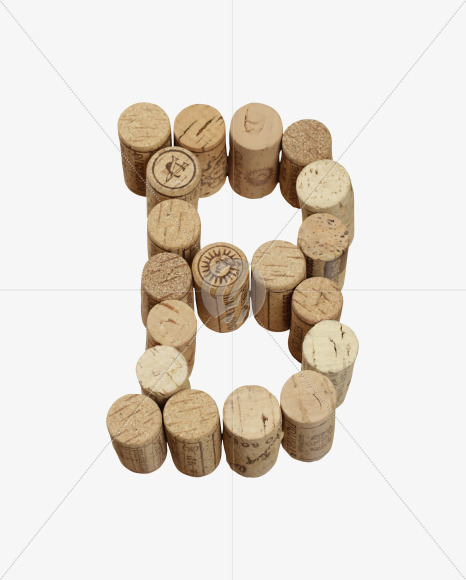 Letter B from Wine Corks Font on Yellow Images Creative Fonts - S42284