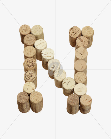 Letter N from Wine Corks Font on Yellow Images Creative Fonts - S42296