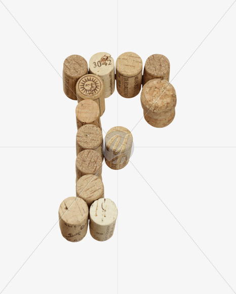 Letter F from Wine Corks Font on Yellow Images Creative Fonts - S42288