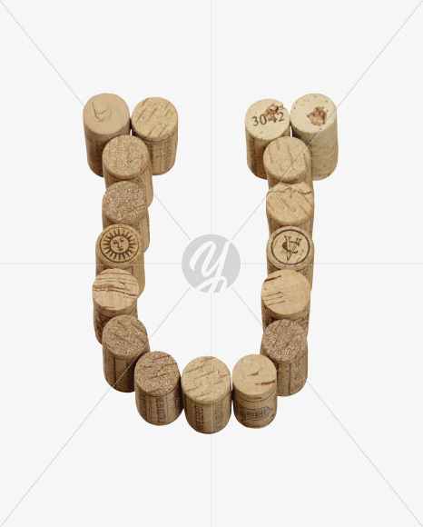 Letter U from Wine Corks Font on Yellow Images Creative Fonts - S42303