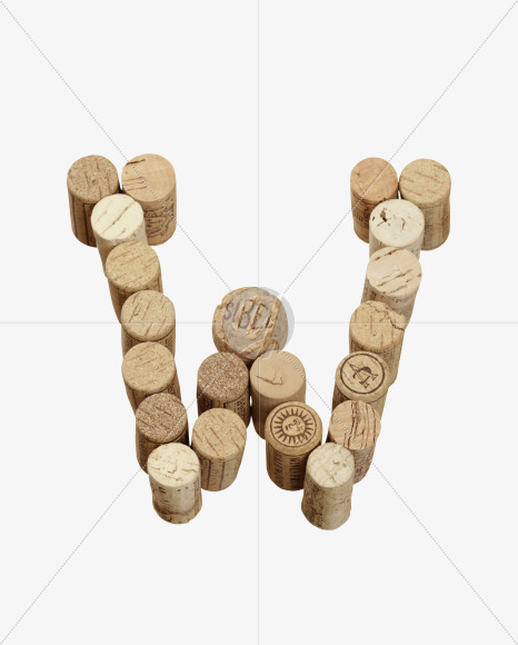 Letter W from Wine Corks Font on Yellow Images Creative Fonts - S42305