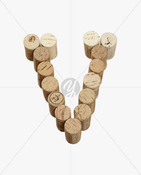 Letter V from Wine Corks Font on Yellow Images Creative Fonts - S42304