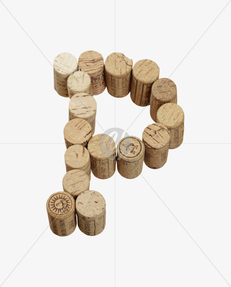 Letter P from Wine Corks Font on Yellow Images Creative Fonts - S42298