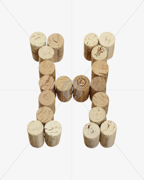 Letter H from Wine Corks Font on Yellow Images Creative Fonts - S42290