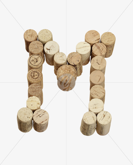 Letter M from Wine Corks Font on Yellow Images Creative Fonts - S42295