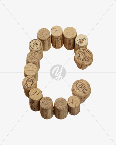 Letter C from Wine Corks Font on Yellow Images Creative Fonts - S42285