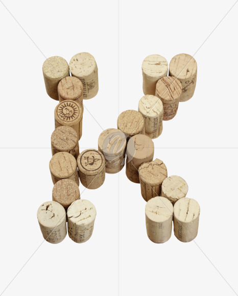 Letter K from Wine Corks Font on Yellow Images Creative Fonts - S42293