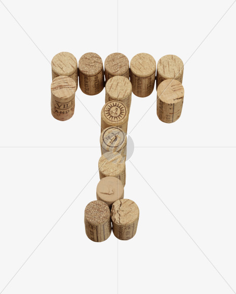 Letter T from Wine Corks Font on Yellow Images Creative Fonts - S42302