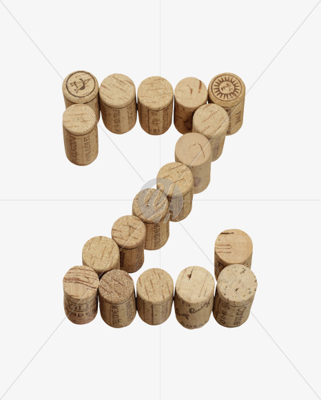 Letter Z from Wine Corks Font on Yellow Images Creative Fonts - S42308