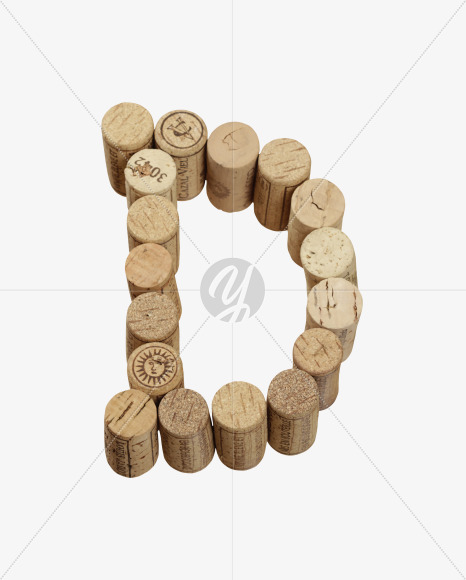 Letter D from Wine Corks Font on Yellow Images Creative Fonts - S42286