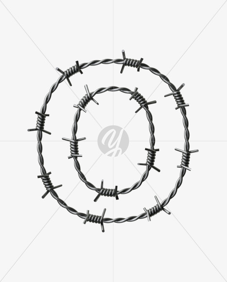 Letter O from Barbed wire Font on Yellow Images Creative Fonts - S42431