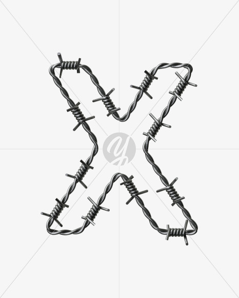 Letter X from Barbed wire Font on Yellow Images Creative Fonts - S42440