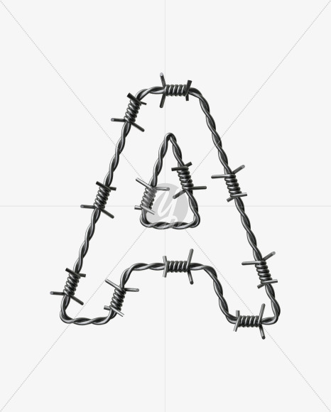 Letter A from Barbed wire Font on Yellow Images Creative Fonts - S42417