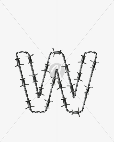 Letter W from Barbed wire Font on Yellow Images Creative Fonts - S42439