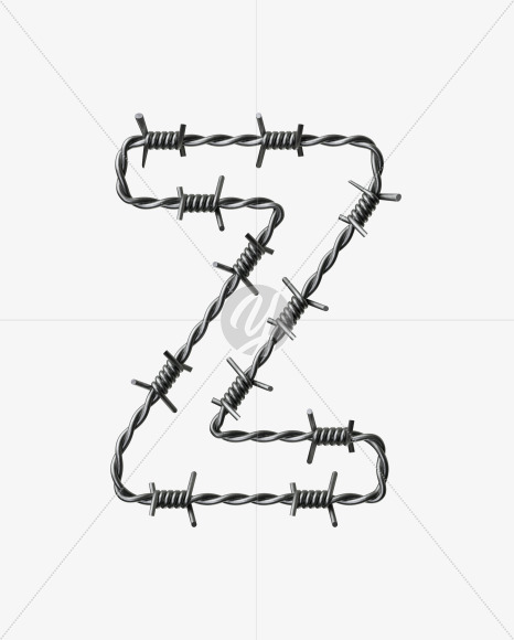 Letter Z from Barbed wire Font on Yellow Images Creative Fonts - S42442