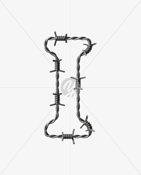 Letter I from Barbed wire Font on Yellow Images Creative Fonts - S42425