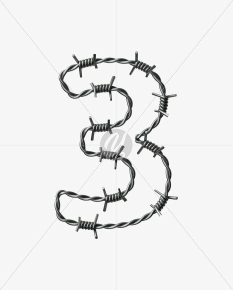 3 from Barbed wire Font on Yellow Images Creative Fonts - S42445