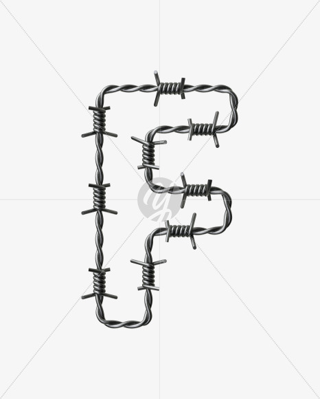 Letter F from Barbed wire Font on Yellow Images Creative Fonts - S42422