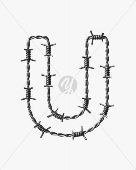 Letter U from Barbed wire Font on Yellow Images Creative Fonts - S42437