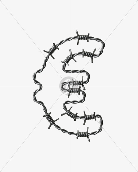 euro from Barbed wire Font on Yellow Images Creative Fonts - S42456