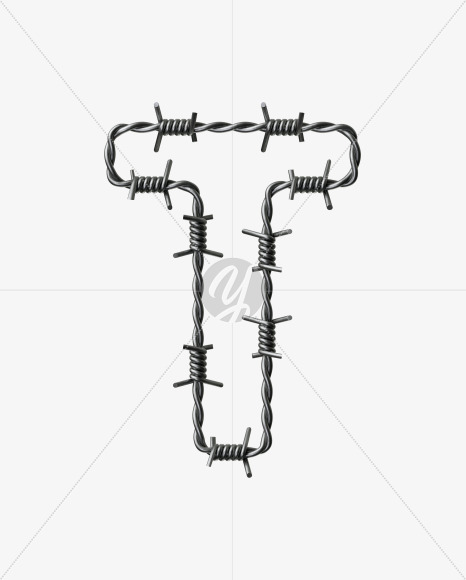 Letter T from Barbed wire Font on Yellow Images Creative Fonts - S42436