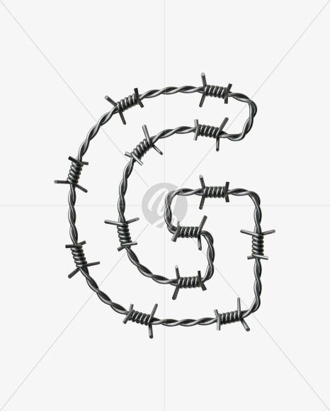 Letter G from Barbed wire Font on Yellow Images Creative Fonts - S42423