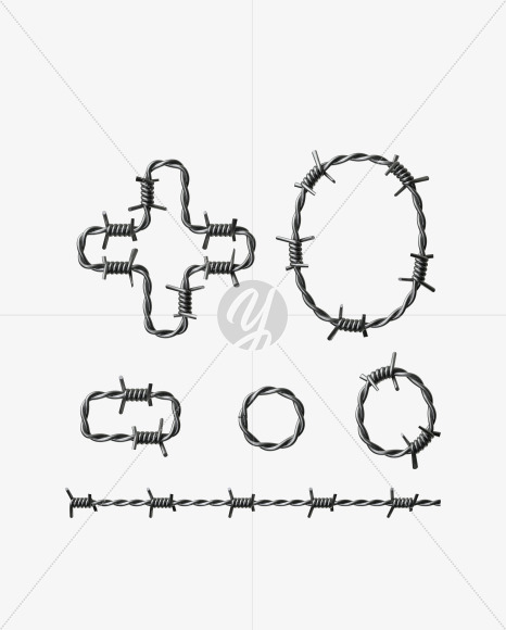 symbols from Barbed wire Font on Yellow Images Creative Fonts - S42458