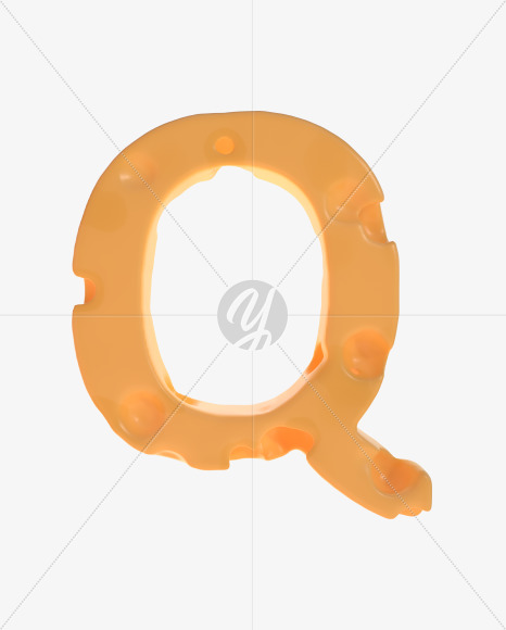 Letter Q from Cheesus Font on Yellow Images Creative Fonts - S42521