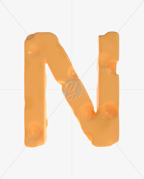 Letter N from Cheesus Font on Yellow Images Creative Fonts - S42518