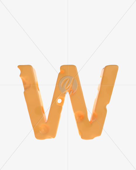 Letter W from Cheesus Font on Yellow Images Creative Fonts - S42527