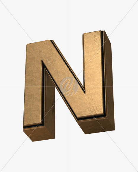 Letter N from Golden Extrude Font on Yellow Images Creative Fonts - S42577