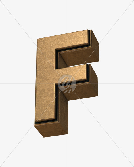 Letter F from Golden Extrude Font on Yellow Images Creative Fonts - S42569