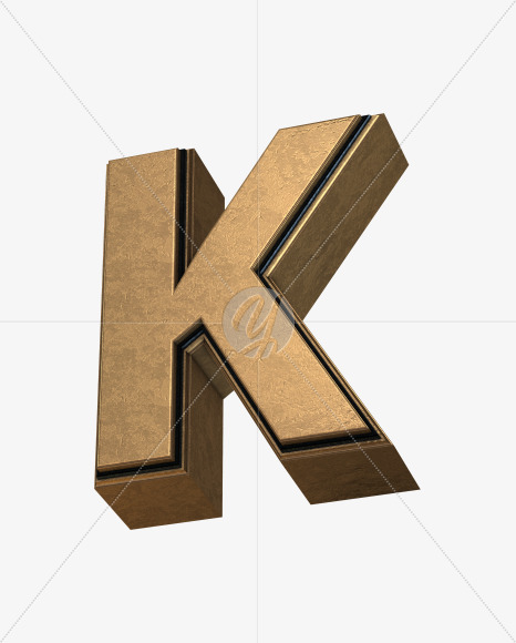 Letter K from Golden Extrude Font on Yellow Images Creative Fonts - S42574