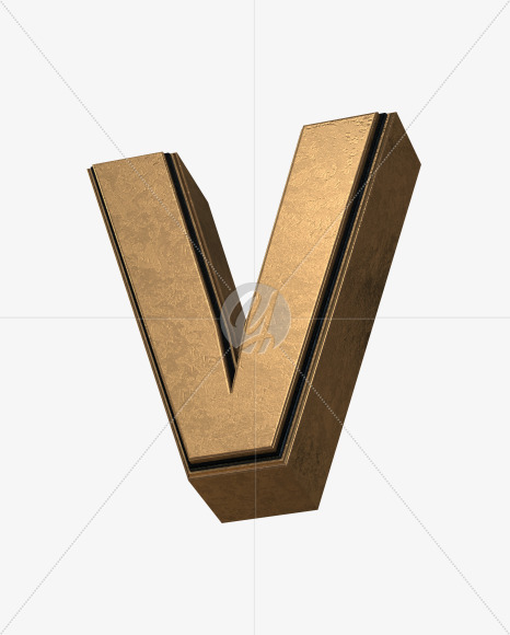 Letter V from Golden Extrude Font on Yellow Images Creative Fonts - S42585