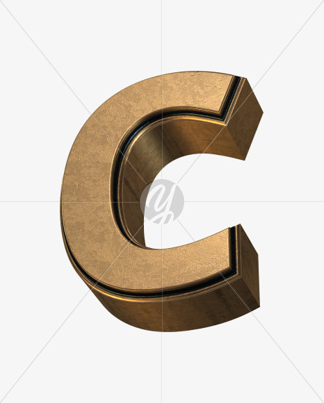 Letter C from Golden Extrude Font on Yellow Images Creative Fonts - S42566